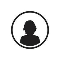 svartvit kvinna avatar silhuett med halv cirkel. användare ikon vektor i trendig platt design.