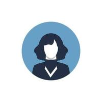 runda profil bild av kvinna avatar för social nätverk. mode, skönhet, blå och svart. ljus vektor illustration i trendig stil.