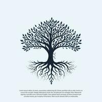 vektor svart träd av leva ikon på vit bakgrund, träd med rot, kreativ vektor grafisk silhuett av blad träd, lövverk, ek