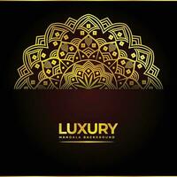 Luxus Zier Mandala Design mit golden Arabeske Muster vektor