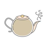 te varm vattenkokare dryck traditionell linje och fyll vektor