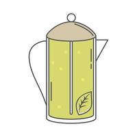 Tee Teekanne Kräutergetränk frisch Linie und füllen vektor