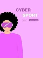 landning sida meta version, spel eller Ansökan. cyber flicka i vr glasögon. vektor