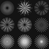 Jahrgang Sonnendurchbruch. retro strahlend Sonnendurchbruch, Starburst Hand gezeichnet Etikett, Sonne Strahlen, Feuerwerk strahlend Strahlen. Sprengung Explosion Linien isoliert Symbol Satz. Sonnenschein radial, Starburst linear Illustration vektor