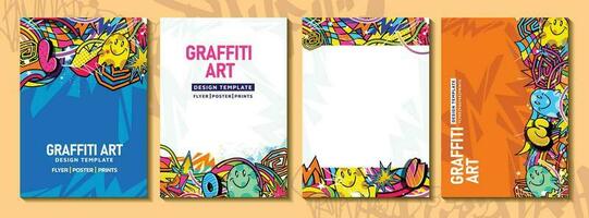 modern klotter graffiti konst affisch eller flygblad mall med färgrik design. ritad för hand abstrakt graffiti illustration vektor i gata konst tema