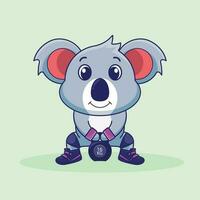 Maskottchen Logo Koala Heben Kettlebell Vektor Design. Karikatur Maskottchen, Koala Fitnessstudio trainieren, Karikatur Stil