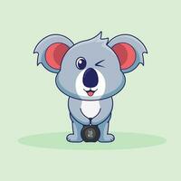 süß Maskottchen Koala Heben Kettlebell Vektor Design. Karikatur Maskottchen, Koala Fitnessstudio trainieren, Karikatur Stil