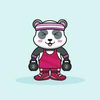süß Panda Bär Karikatur Illustration Stromversorgung durch Kettlebells Aufzüge vektor