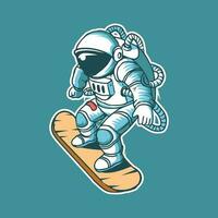 astronaut i skateboard tecknad serie vektor konst