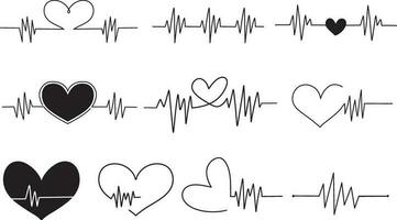Herzschlag, Vektor Rhythmus mit Herz einer Linie, Liebe und Inspiration zum Valentinstag Tag