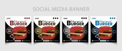 Essen Speisekarte Sozial Medien Post Vorlage oder Restaurant Sozial Medien Post Vorlage Design. Burger Beförderung Poster. vektor