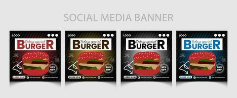 Essen Speisekarte Sozial Medien Post Vorlage oder Restaurant Sozial Medien Post Vorlage Design. Burger Beförderung Poster. vektor