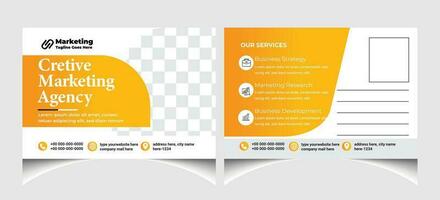 kreativ företags- företag marknadsföring vykort mall design. rena och modern företag vykort layout. vektor