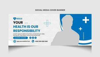 Gesundheitswesen oder medizinisch Sozial Medien Facebook Startseite Vorlage Design oder medizinisch Netz Banner Vorlage Design. vektor