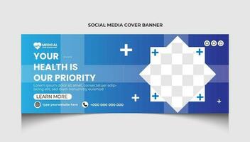 sjukvård eller medicinsk social media Facebook omslag mall design eller medicinsk webb baner mall design. vektor