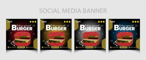 mat meny social media posta mall eller restaurang social media posta mall design. burger befordran affisch. vektor