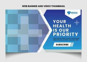 Gesundheitswesen oder medizinisch Video Miniaturansicht oder Netz Banner Vorlage Design. vektor