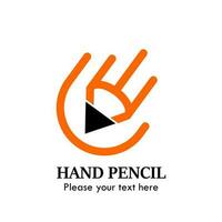 Hand-Bleistift-Logo-Design-Vorlage-Illustration. es gibt bleistift und hand vektor