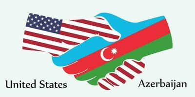 design skaka händer. begrepp förenad stater och azerbaijan de borth Land en Bra Kontakt, företag, resa, transport och teknologi. vektor