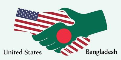 design skaka händer. begrepp förenad stater och bangladesh de borth Land en Bra Kontakt, företag, resa, transport och teknologi. vektor