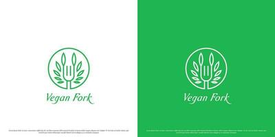 Blatt Gabel Logo Design Illustration. einfach eben Silhouette minimalistisch Blatt Gabel Vegetarier Diät Essen Öko Lebensmittel. vegan gesund Getränk Gabel Löffel Symbol Symbol Cafe Restaurant Speisekarte Rezept Kräuter- Gericht. vektor