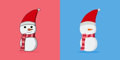 ein 2 Stil von Schneemann auf ein Hintergrund im ein bunt Weihnachten Konzept, Vektor Illustration