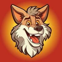 Wolf Kopf Karikatur Logo glücklich vektor