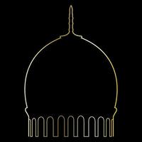 skön islamic kupol i gyllene lutning masjid palats moské helig plats monument dyrkan vektor