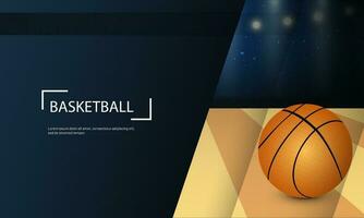 Basketball Turnier reaktionsschnell Vorlage oder Webseite Banner Design mit realistisch Basketball auf glänzend abstrakt Hintergrund. vektor