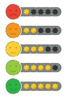 emoji respons ikon med stjärnor betyg. kunder recension vektor samling