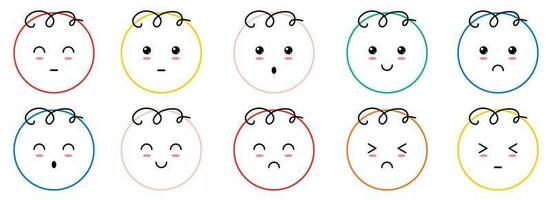 uttryckssymboler med olika känslor. emoji i tecknad serie stil. vektor illustration isolerat på vit