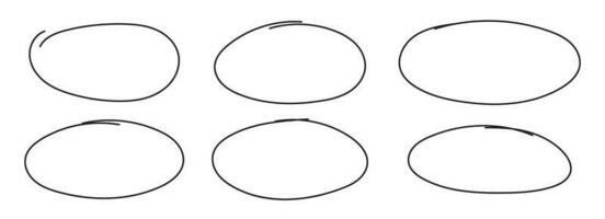 Hand gezeichnet Kreis Hervorheben Vektor einstellen isoliert auf Weiß