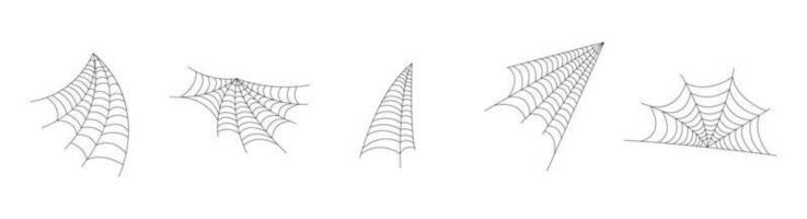 Hand gezeichnet Spinne Netz Symbol einstellen isoliert auf Weiß. schwarz Halloween Spinnennetz Vektor Illustration