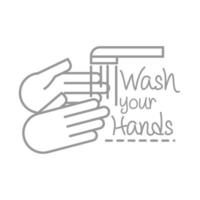 neue normale Händewaschen Vorbeugung nach Coronavirus Handmade Line Style vektor