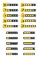 betyg stjärna bricka med guld stjärnor och tal. vektor illustration samling