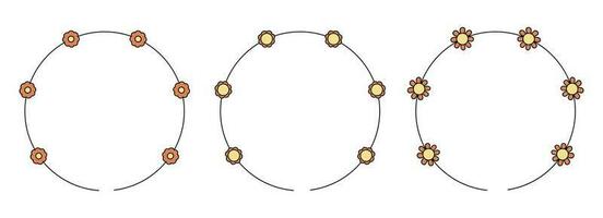 Kreis Rahmen Dekoration Element mit Blumen Vektor einstellen