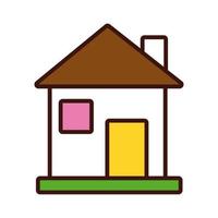 Hausfassadenlinie und Füllstilsymbol vektor