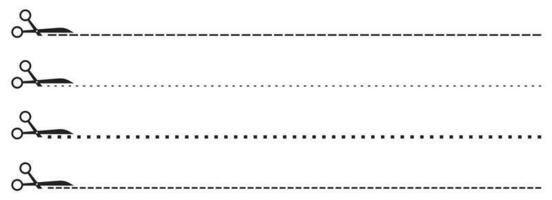 Schere mit Schnitt gepunktet Linie Vektor Illustration Sammlung
