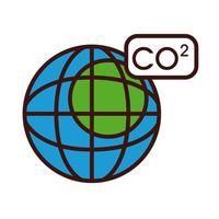 planet med co2-linje och fyllningsstilikon vektor