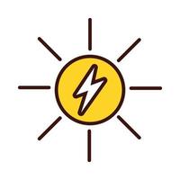 Sommersonne mit Power-Ray-Linie und Füllstil-Symbol vektor