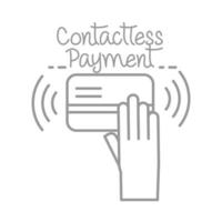 ny normal kontaktlös betalning online-tjänst efter coronavirus handgjord linje stil vektor