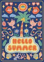 retro sommar affisch. sommar fest design mall vektor illustration.