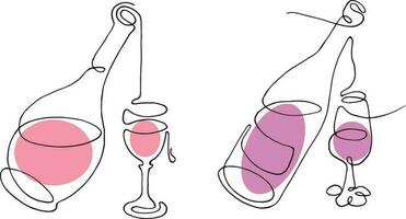 einstellen von Flaschen und Brille. Wein Muster. Vektor Illustration.