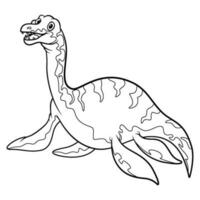 tecknad serie dinosaurie plesiosaurus på vit bakgrund vektor