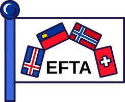 europeisk fri handel förening flagga tecken vektor
