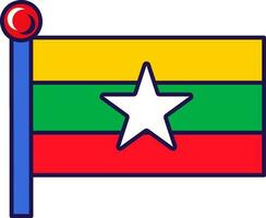 Myanmar Union National Flagge auf Fahnenstange Vektor