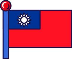 Taiwan Land Nation Flagge auf Fahnenstange Vektor