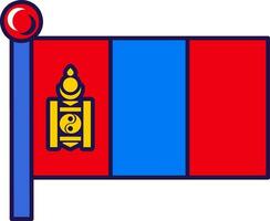 mongoliet Land nation flagga på flaggstång vektor