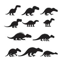uppsättning eller samling av dinosaurie silhuett vektor svart design isolerat på vit bakgrund kan vara Begagnade för tshirt design eller för projekt eller för olika syften
