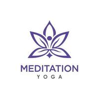 yoga meditation med lotusblomma logotyp design vektor